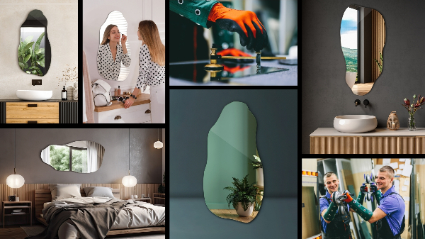 Szabálytalan tükör keret akasztás nélkül 50x100