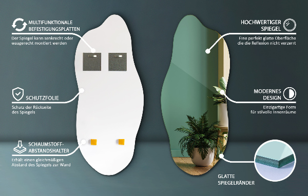 Szabálytalan tükör dekoratív a falra 35x80 cm