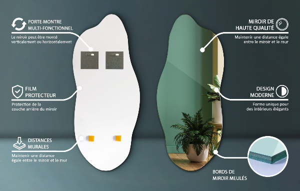 Szabálytalan tükör dekoratív a falra 35x80 cm