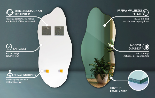 Aszimmetrikus forma tükör keret nélkül 40x90 cm