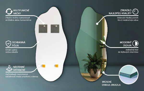 Szokatlan forma tükör modern 45x100 cm