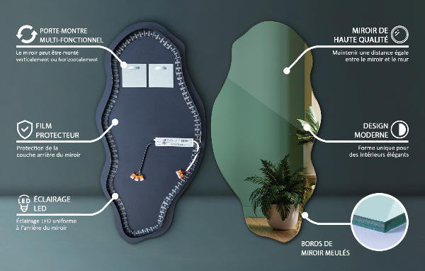 Ledes szimmetria nélküli tükör elegáns 40x80 cm