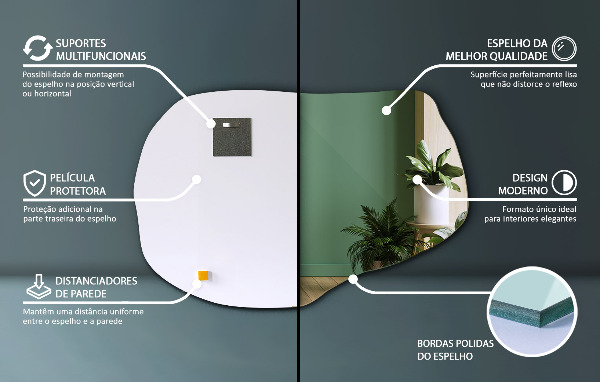 Szerves tükör fali 100x65 cm