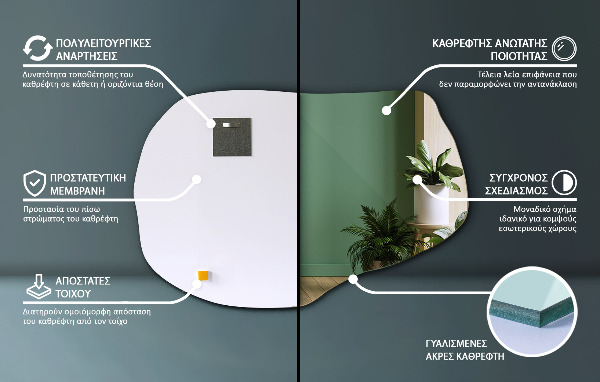 Szerves tükör fali 100x65 cm