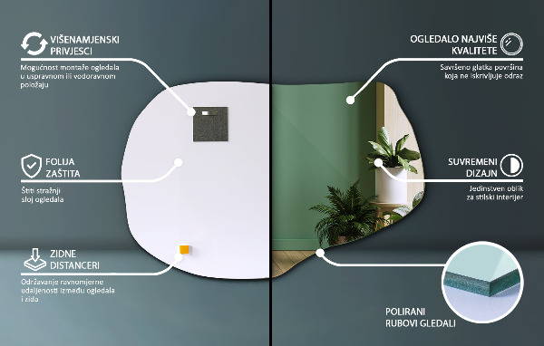 Furcsa forma tükör stílusos 90x59 cm