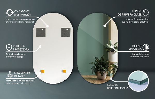 Ovális fali tükör 46x80 cm