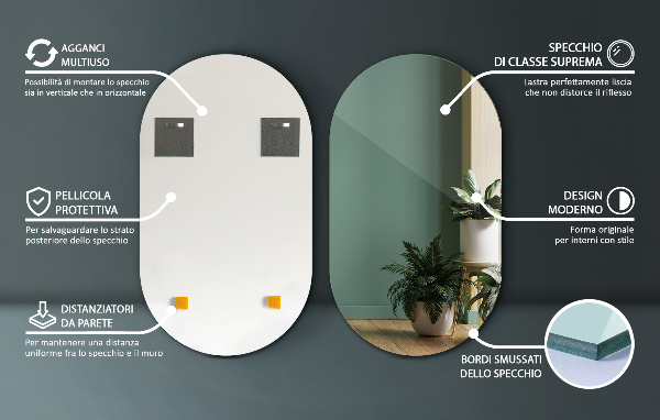 Ovális fali tükör 46x80 cm