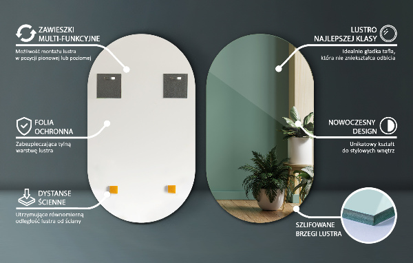 Ovális fali tükör 46x80 cm