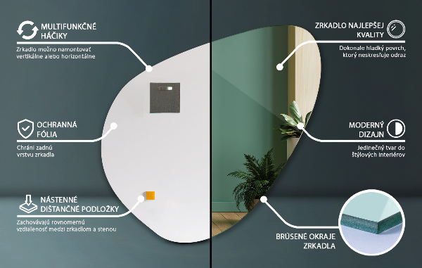 Tükör furcsa forma 68x67 cm