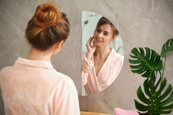 Félkör tükör keret nélkül 35x70 cm