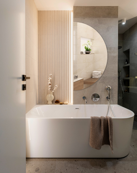 Félkör alakú tükör keret nélkül 40x80 cm