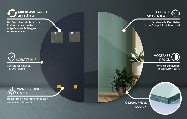 Modern fali tükör 45x90 cm