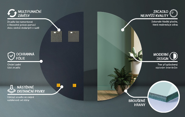 Modern fali tükör 45x90 cm