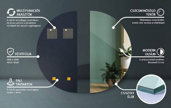 Modern fali tükör 45x90 cm