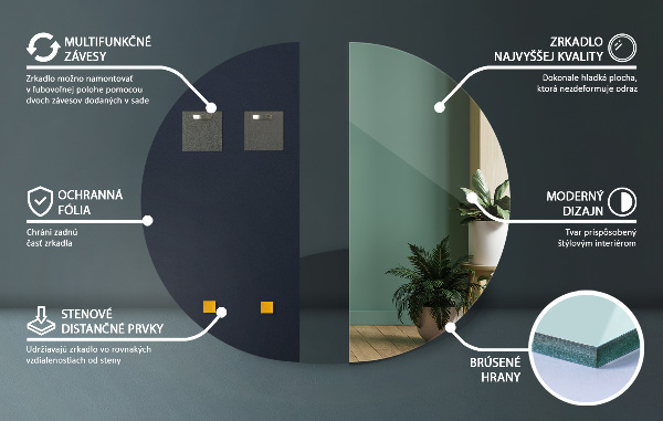 Modern fali tükör 45x90 cm