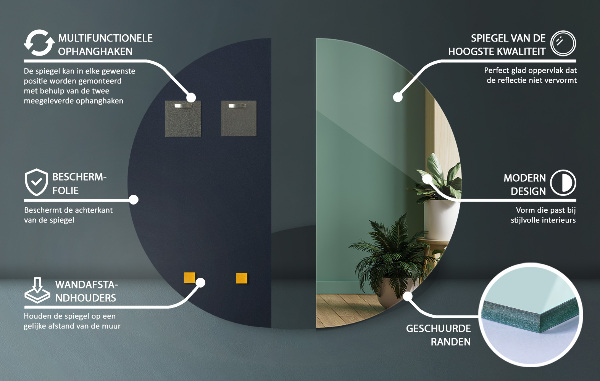 Modern fali tükör 45x90 cm