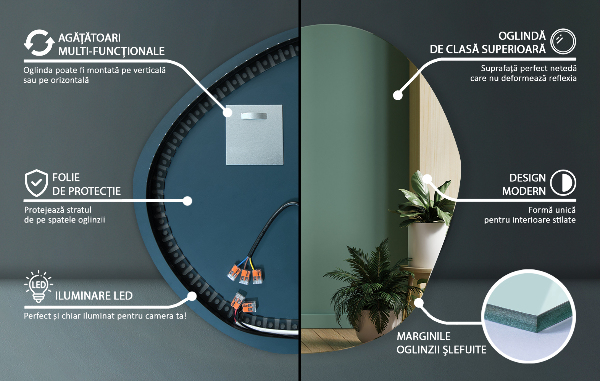 Szabálytalan ledes tükrök 48x48 cm