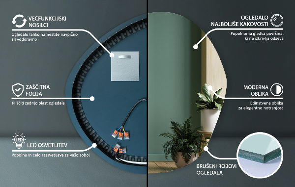 Szabálytalan ledes tükrök 48x48 cm