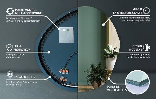 Aszimmetrikus forma led tükör 58x58 cm