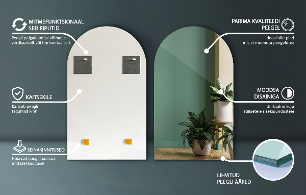 Fél-ovális tükör 40x70 cm