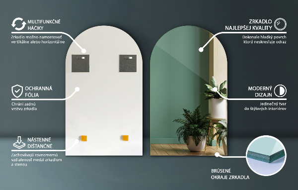 Félig ovális tükör 45x80 cm