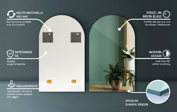 Fél-ovális tükör 50x90 cm
