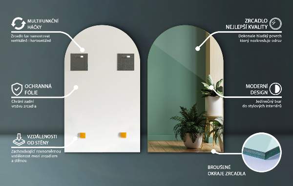 Félig ovális tükör 60x100 cm