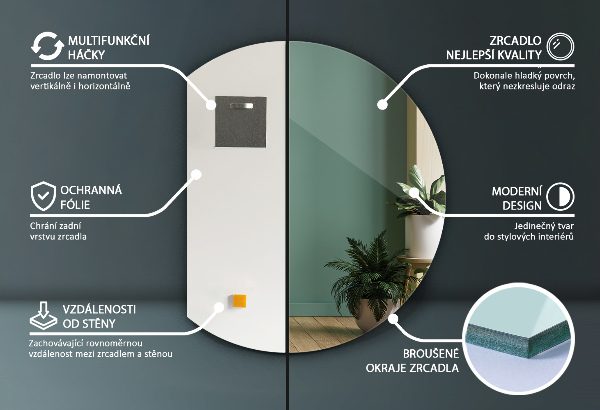 Furcsa forma tükör keret nélkül 74x90 cm