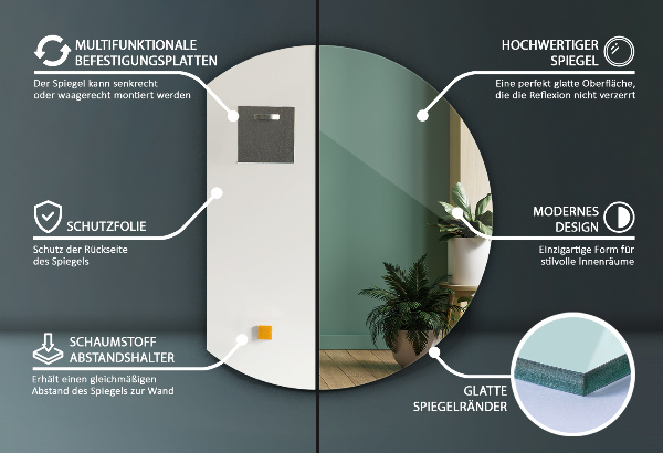 Egyedi alakú tükö keret nélkül 84x100 cm