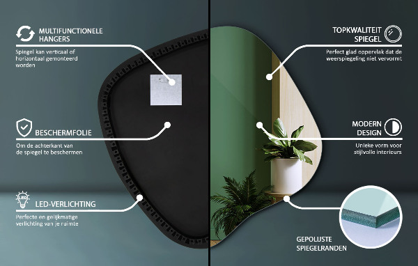 Szabálytalan led tükör 48x48 cm