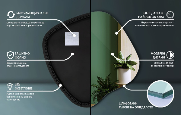 Szabálytalan led tükör 48x48 cm