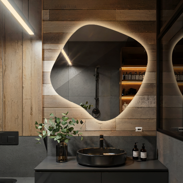 Szabálytalan led tükör 59x58 cm