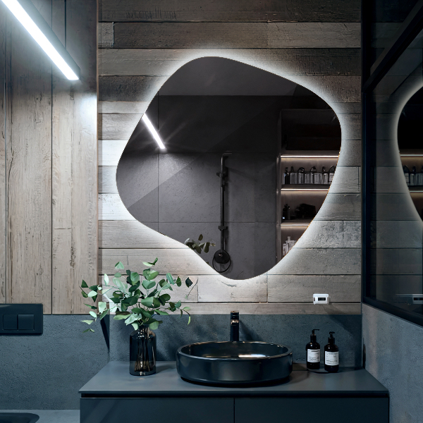 Szabálytalan led tükör 68x67 cm