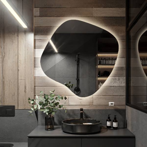 Szabálytalan led tükör 68x67 cm