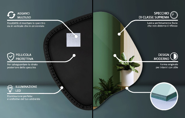 Szabálytalan led tükör 68x67 cm