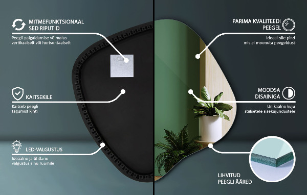 Szabálytalan led tükör 68x67 cm