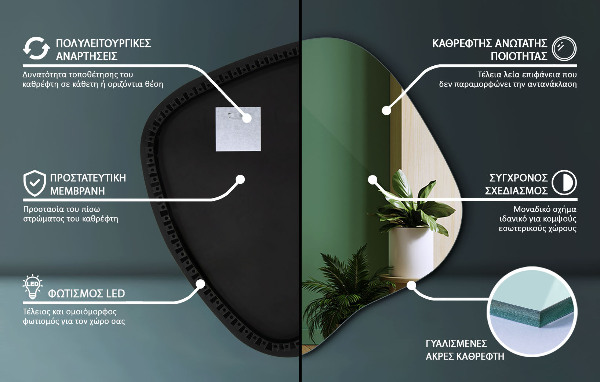 Szabálytalan led tükör 68x67 cm