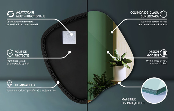 Szabálytalan led tükör 77x77 cm