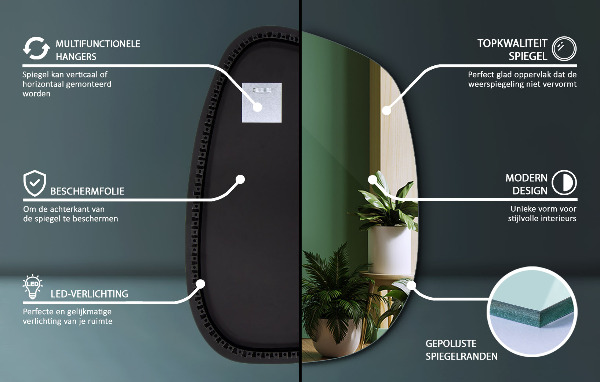 Szabálytalan ledes tükrök 49x34 cm