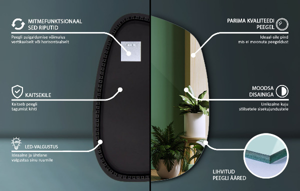 Organikus tükör led világítással 79x57 cm