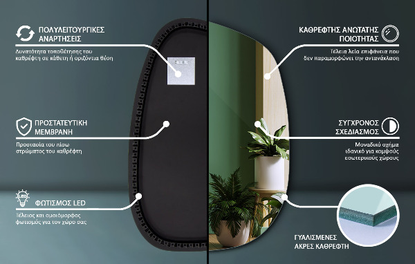 Organikus tükör led világítással 79x57 cm