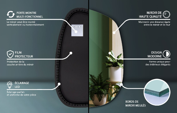 Furcsa forma ledes tükör 91x66 cm