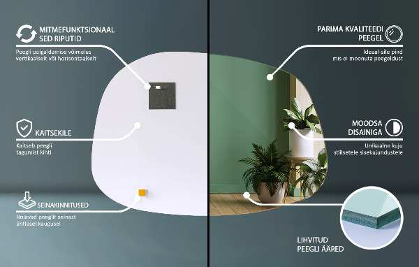 Szabálytalan folt alakú tükör 49x34 cm