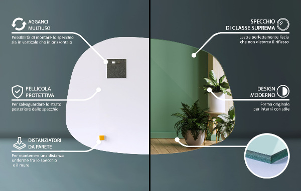 Szabálytalan folt alakú tükör 79x57 cm