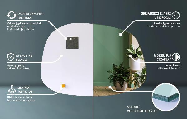 Szabálytalan folt alakú tükör 91x66 cm