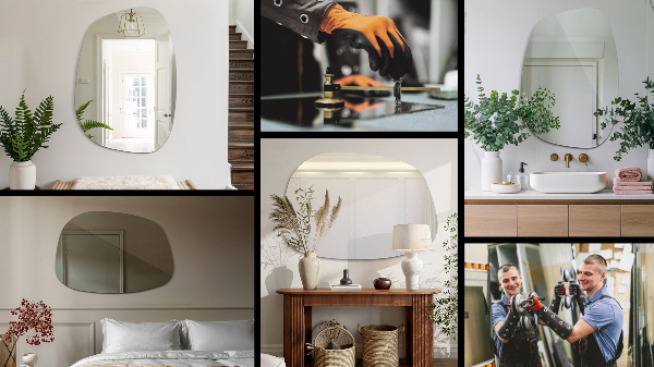 Szabálytalan folt alakú tükör 91x66 cm