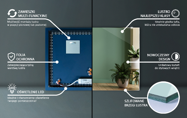 Modern előszoba tükör 50x50 cm