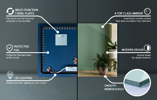 Ledes tükör 80x60 cm