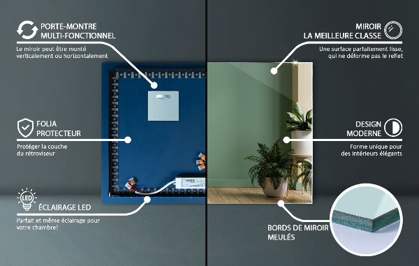 Ledes tükör 80x60 cm