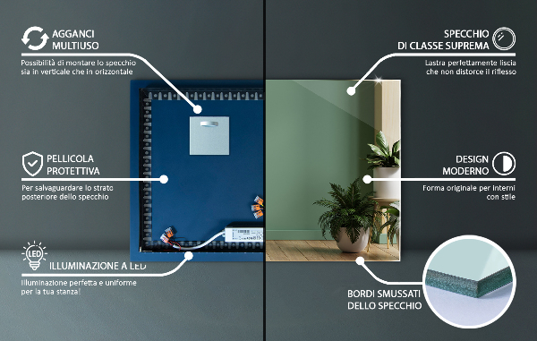 Ledes tükör 80x60 cm